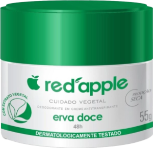 Creme Desodorante Red Apple Erva Doce Proteção Seca Antitranspirante S/ Álcool 48h 55g
