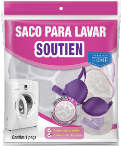 Saco Para Lavar Soutien Premium Home Em Poliéster C/ Ziper E Protetor De Bojo Plast Leo Ref 431