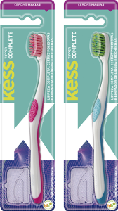 Escova Dental Kess Complete Tipper Macia Limpador De Língua Capa Cabo Grip Borracha Cores Sortidas