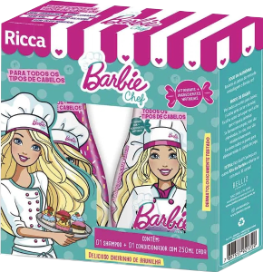 Kit Shampoo + Condicionador Ricca Barbie Chef P/ Todos Os Tipos De Cabelo Fragrância Baunilha 250ml