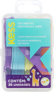 Fio Dental Kess Individual Acoplado Em Haste Plástica Kids 36 Unidades Ref 2509