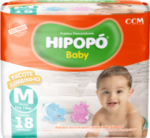 Fralda Hipopó Baby Jumbinho M 18 Unidades